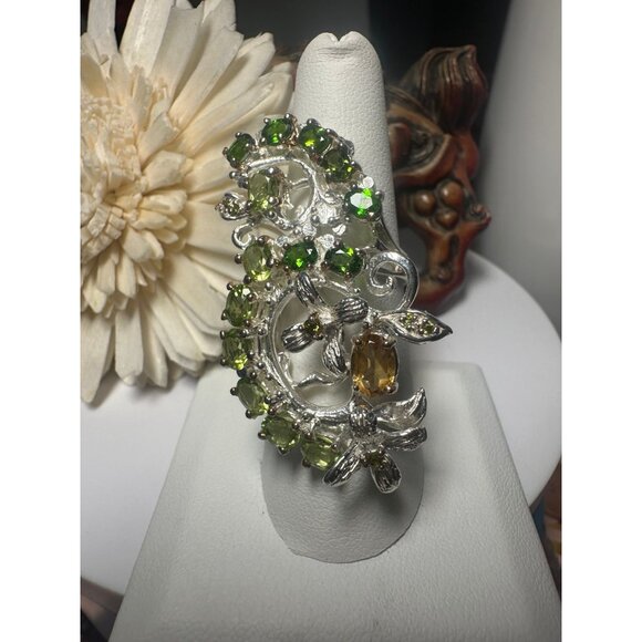 Tourmaline, Citrine Aqua, Sterling Silver Ring - Picture 1 of 8